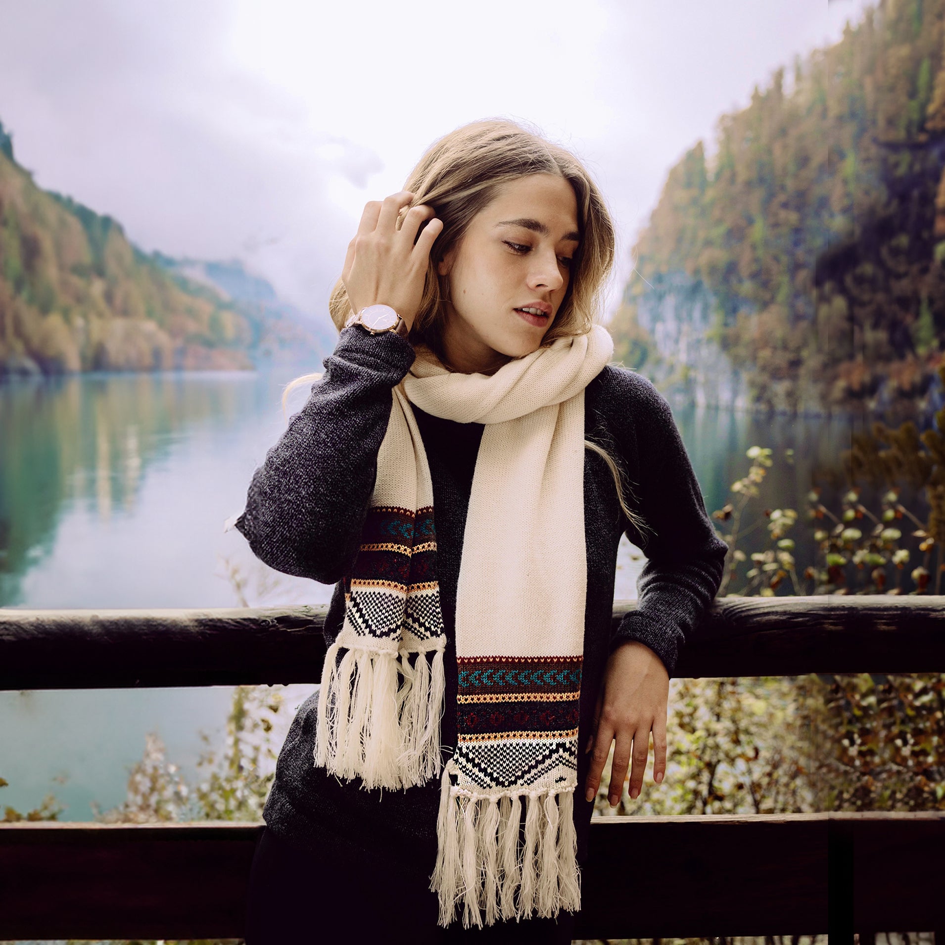 The Woodland - Alpaka Schal Creme - Unisex