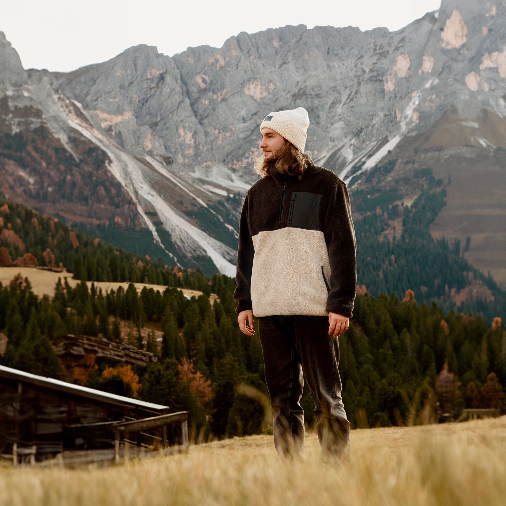 The Alps - Fleecejacke Anthrazit/Creme - Herren