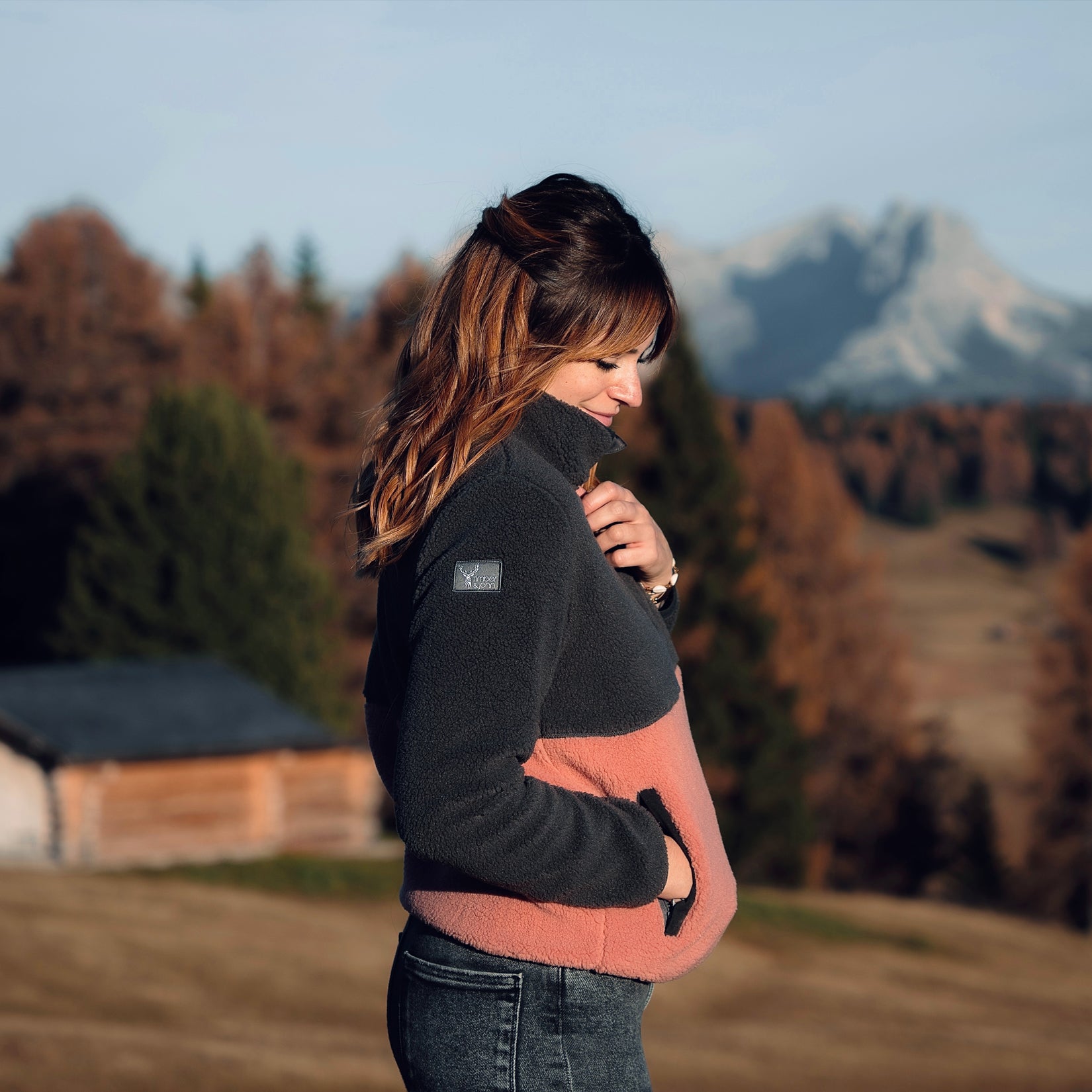 The Alps - Fleecejacke Anthrazit/Rose - Damen