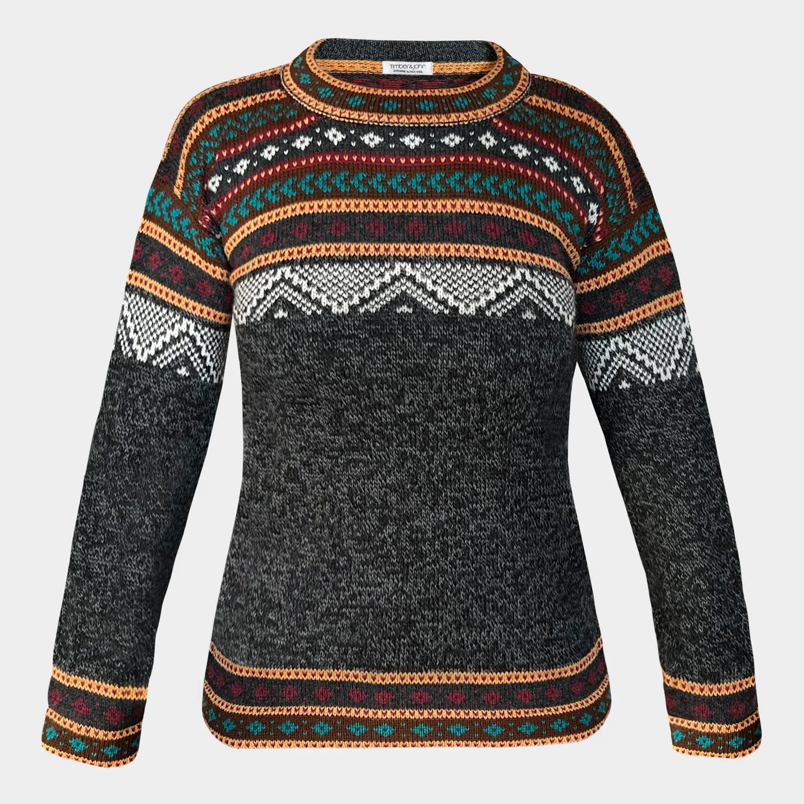 Kvinders alpakka -sweater antracit + gratis alpaka -sokker