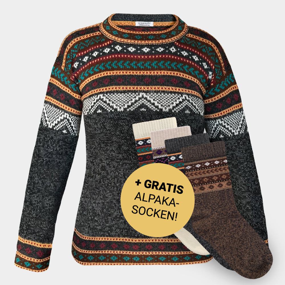 The Woodland - Alpaka Anthrazit - Damen + gratis Alpaka-Socken