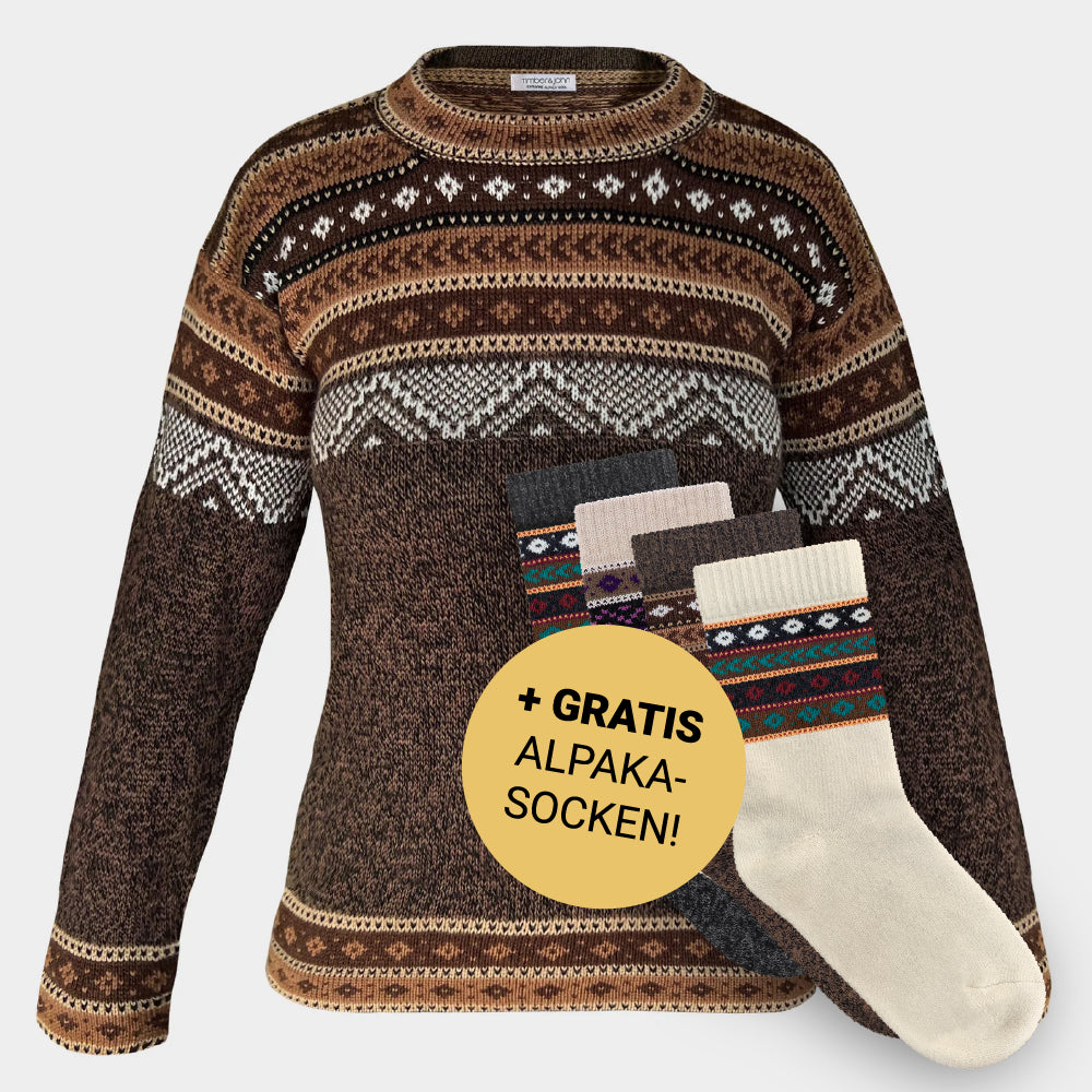 The Woodland - Alpaka Braun - Damen + gratis Alpaka-Socken