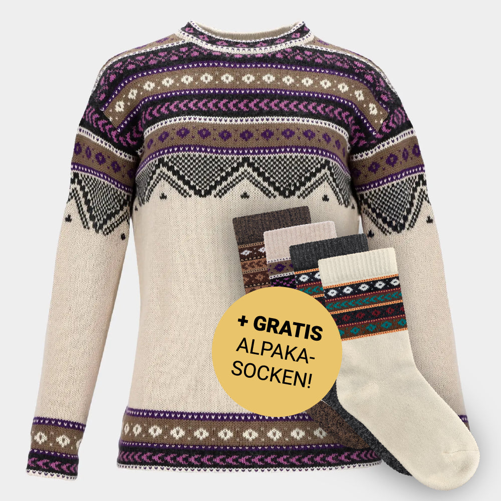 The Woodland - Alpaka Champagne - Damen + gratis Alpaka-Socken