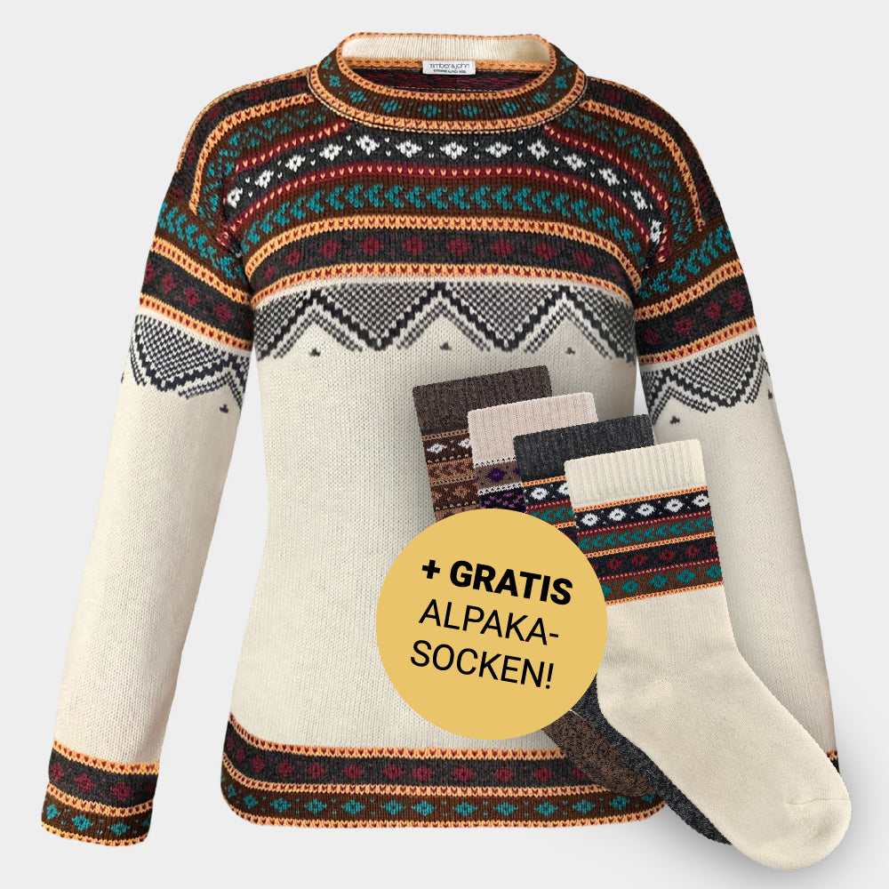The Woodland - Alpaka Creme - Damen + gratis Alpaka-Socken