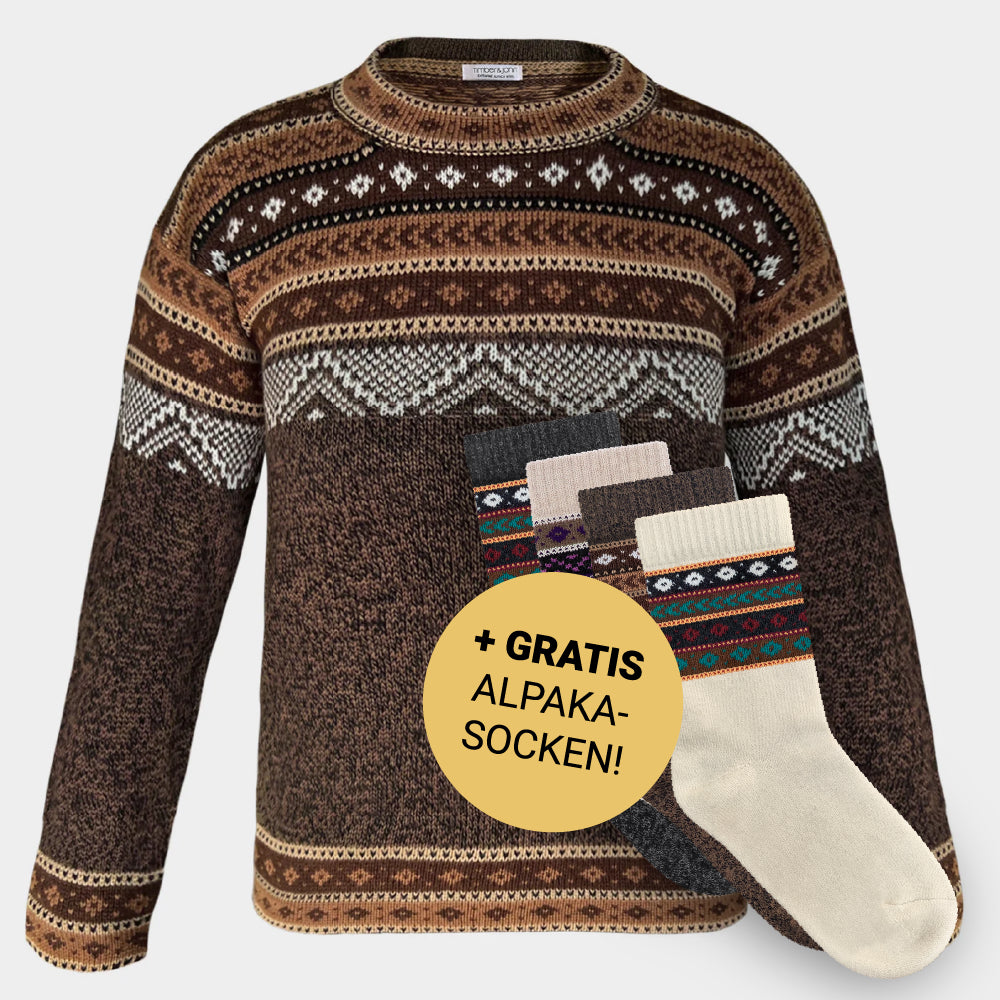 The Woodland - Alpaka Braun - Herren + gratis Alpaka-Socken