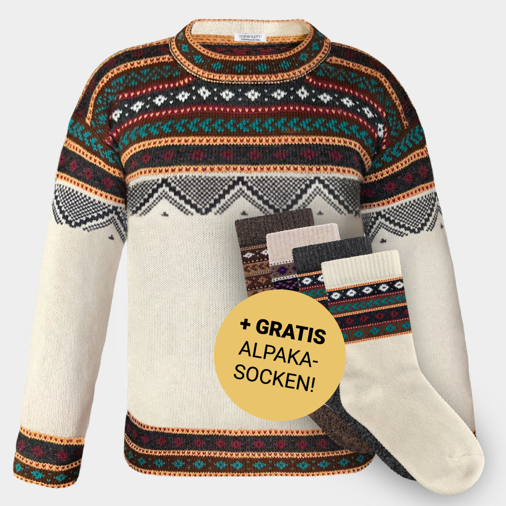 The Woodland - Alpaka Creme - Herren + gratis Alpaka-Socken